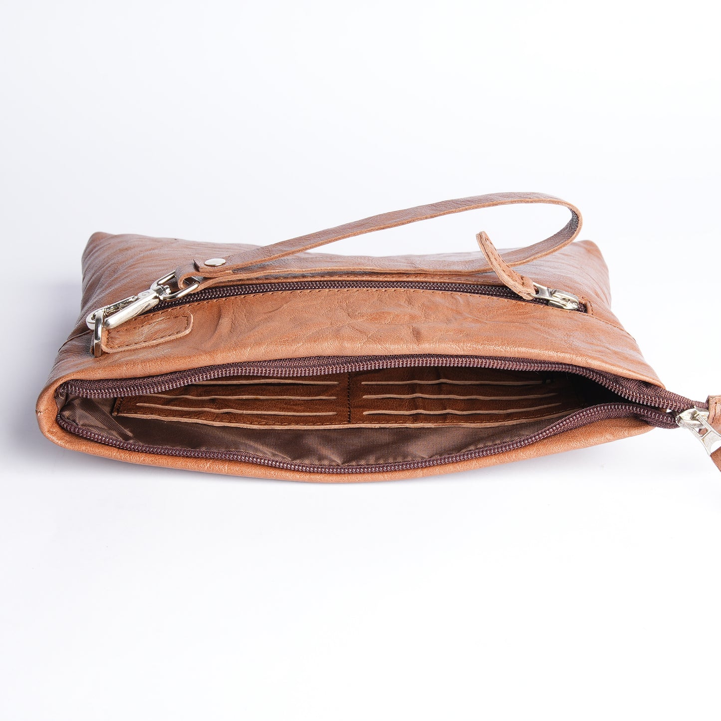 Handmade Leather Pouch Textured Tan