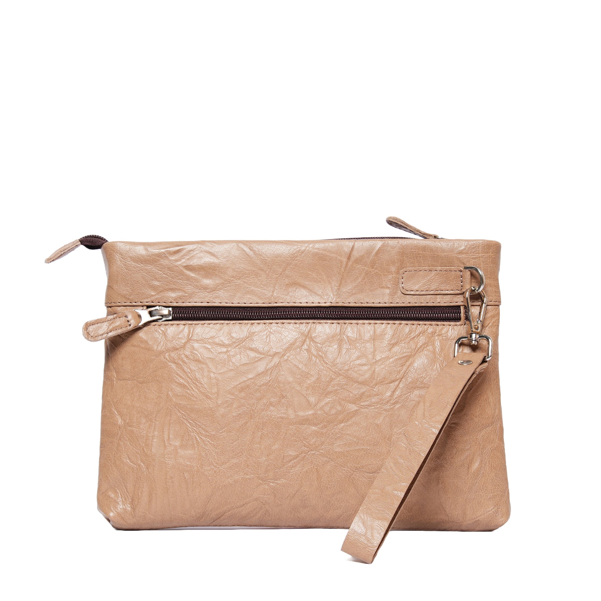 Handmade Leather Pouch Textured Beige