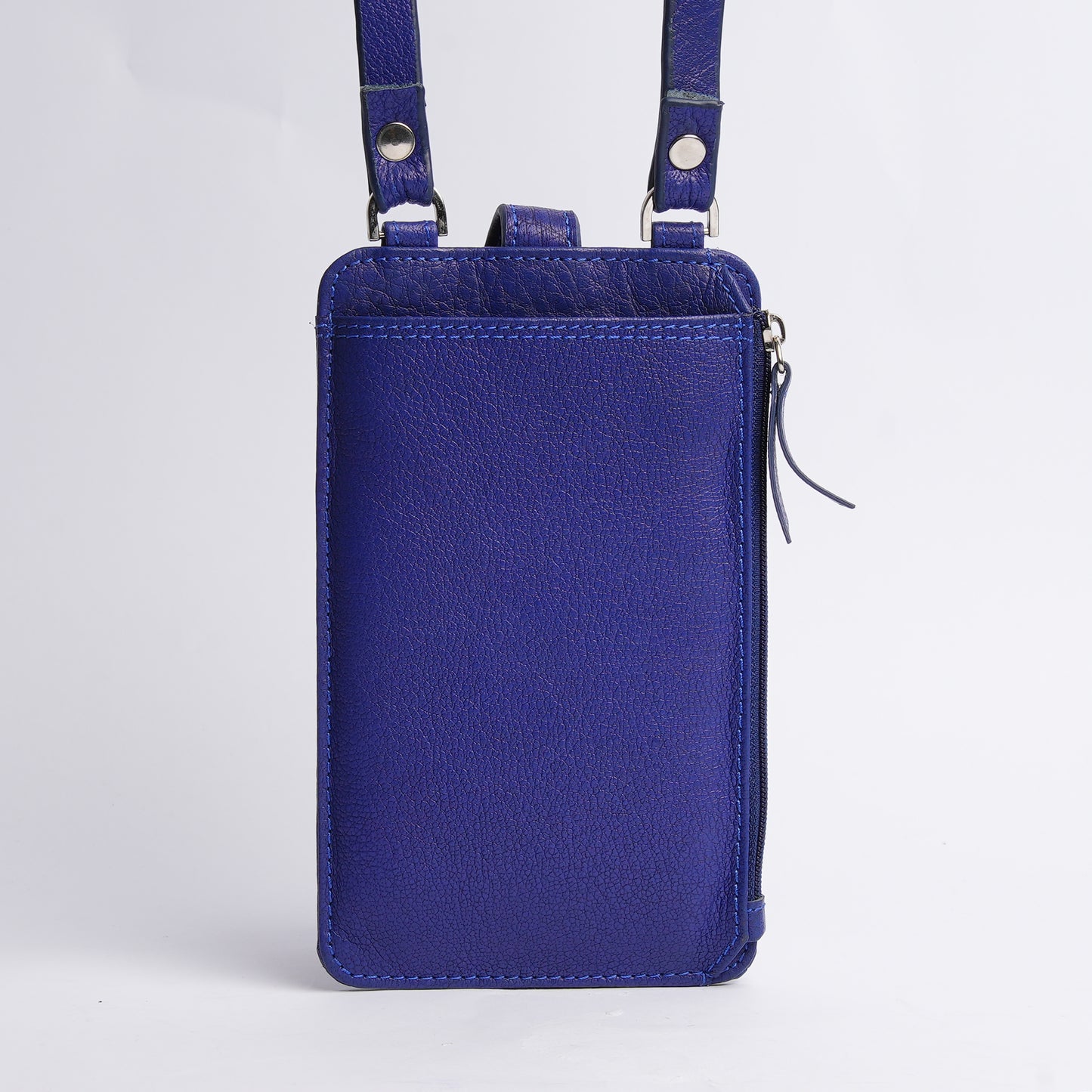 Handmade Leather Mobile Pouch Blue