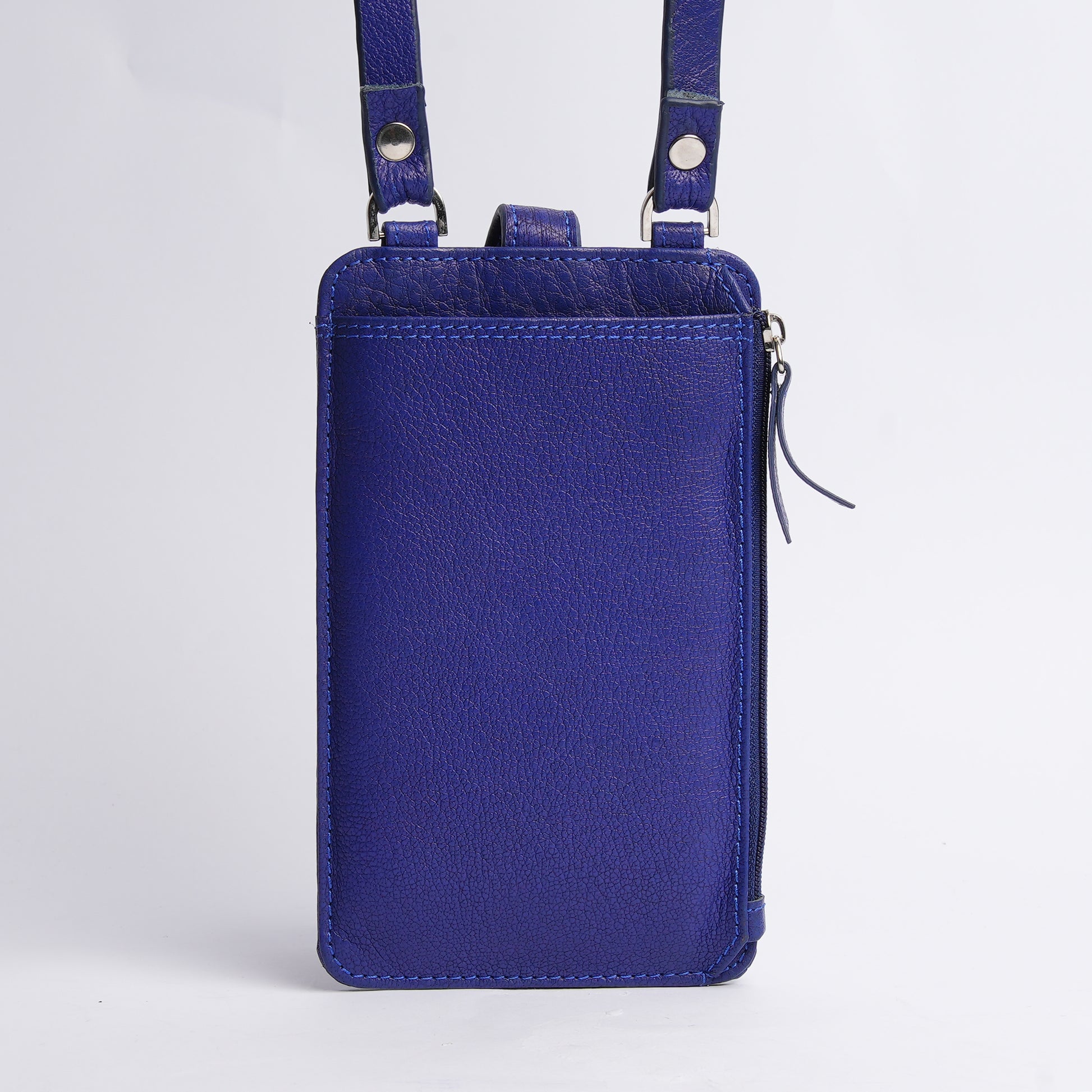 Handmade Leather Mobile Pouch Blue