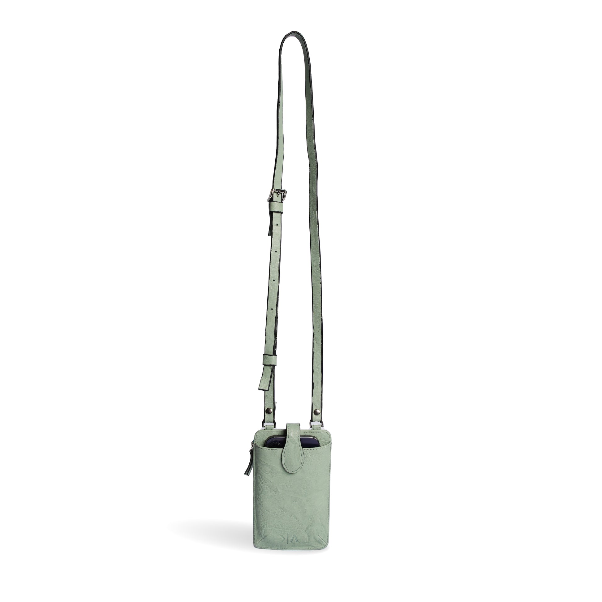 Handmade Leather Mobile Light Green