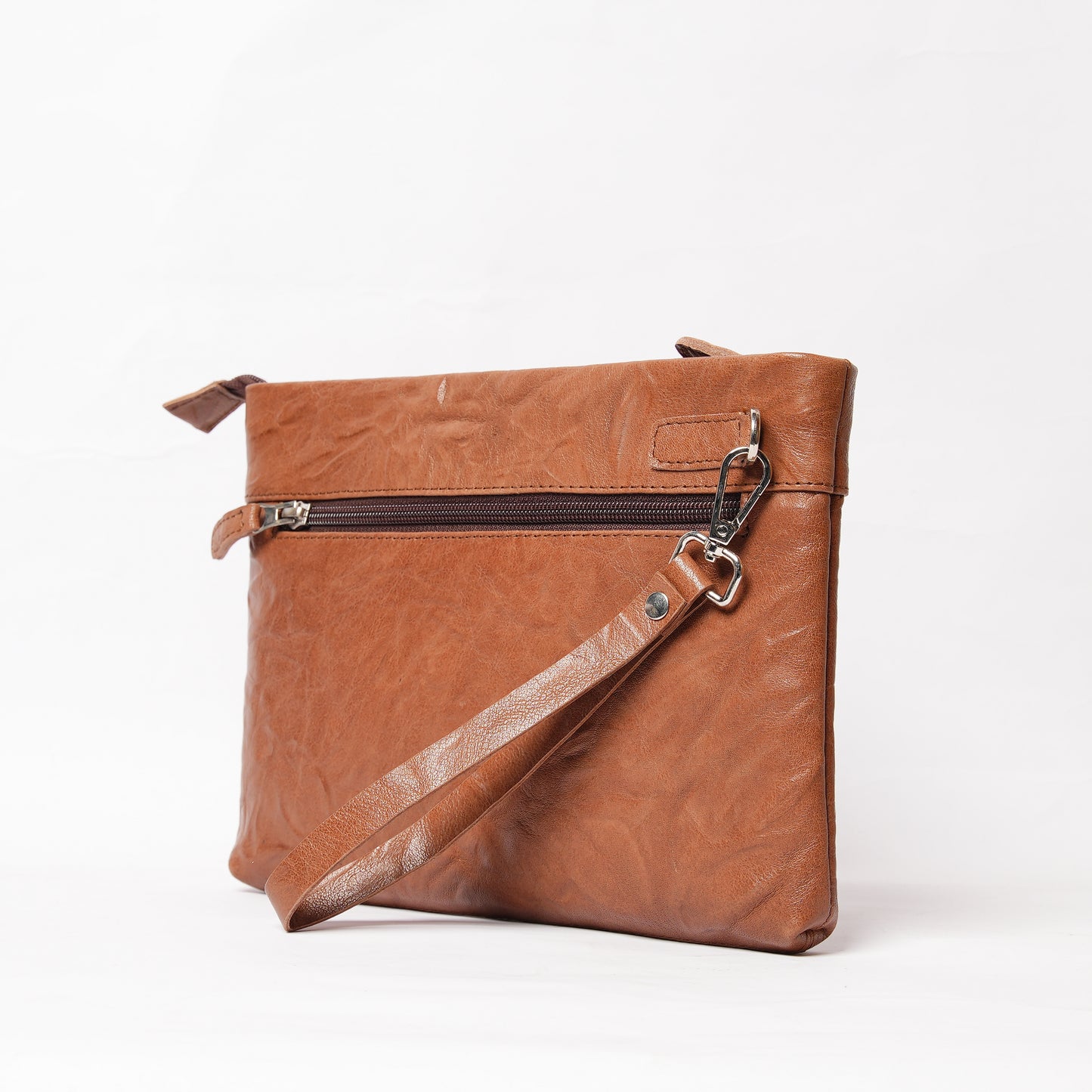 Handmade Leather Pouch Textured Tan