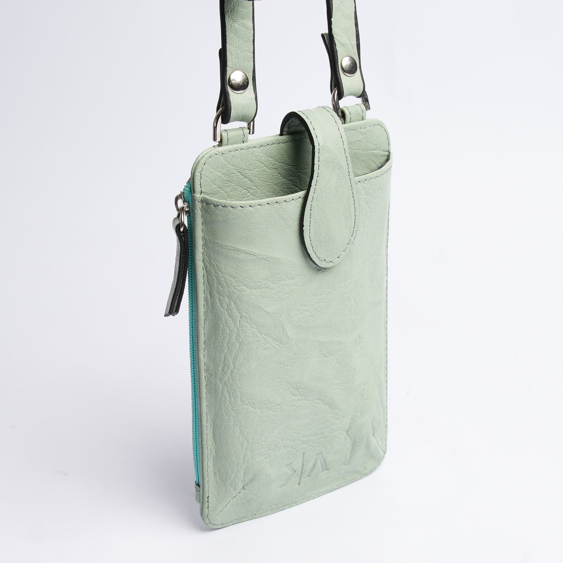 Handmade Leather Mobile Light Green